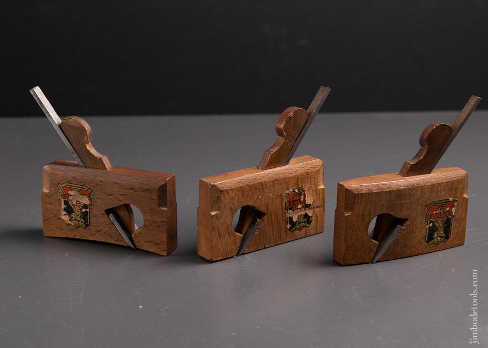Three Extra-Fine SALMEN Miniature Coach maker's Rabbet Planes NEAR MINT with Decals - 93435R