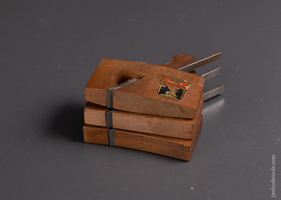 Three Extra-Fine SALMEN Miniature Coach maker's Rabbet Planes NEAR MINT with Decals - 93435R