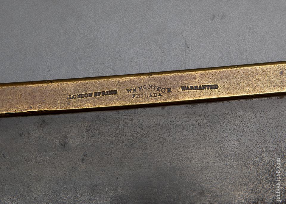 Wonderful WM. McNIECE PHILADA Triple Cove Batwing London Spring Brass Back Saw circa 1859 - 93440UR