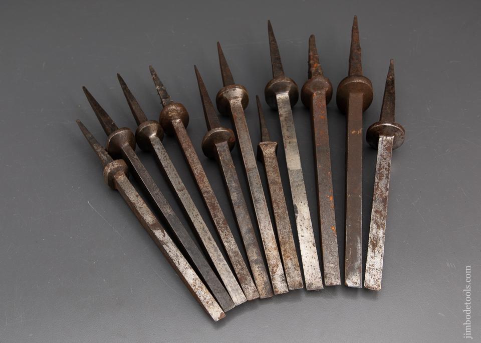 Eleven Pig Sticker Mortise Chisels - 93462