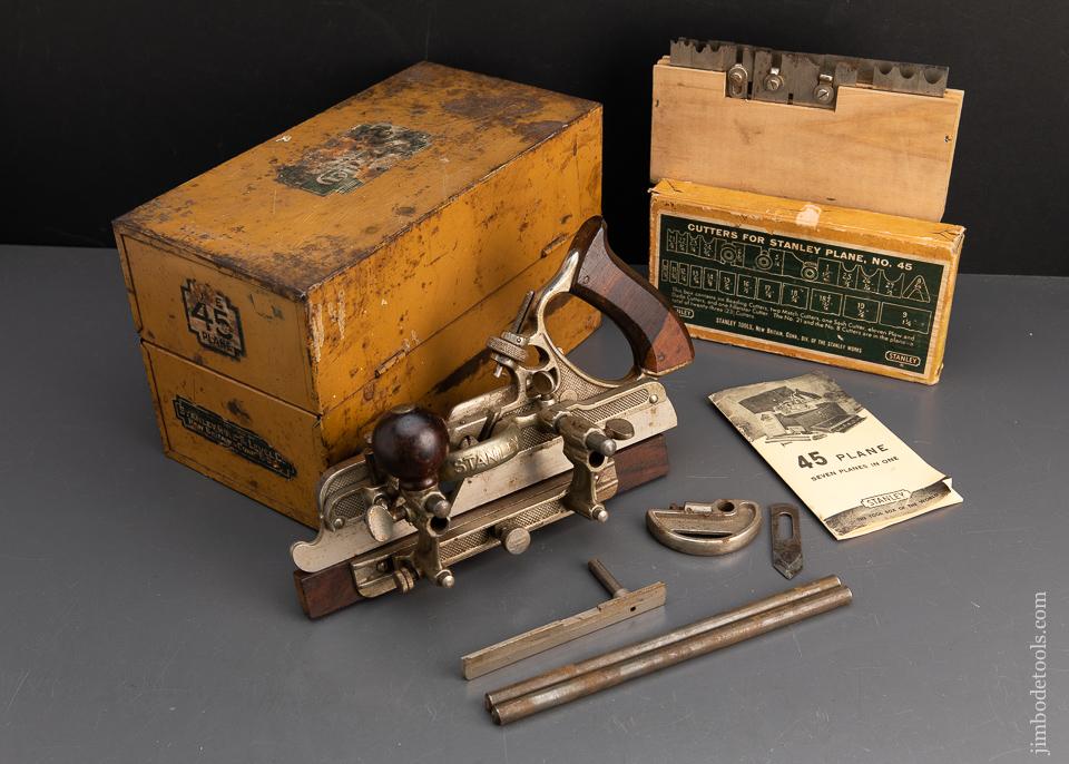 Fine STANLEY No. 45 Combination Plane 100% COMPLETE in Original Tin Box SWEETHEART - 93526