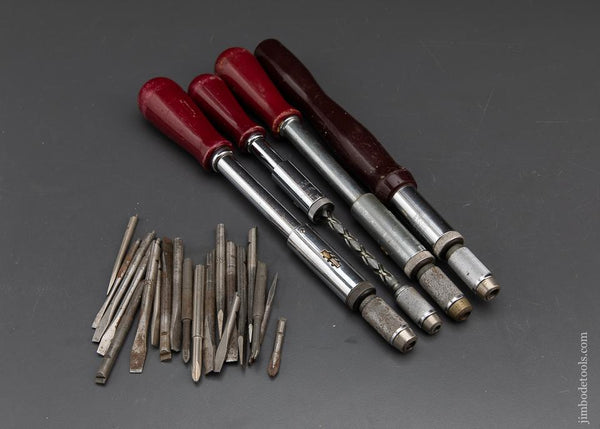 Four STANLEY Spiral Ratchet Screwdrivers with Bits - 93648