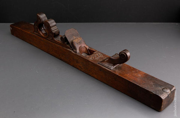 Gorgeous! 31 inch Carved Dutch Jointer Plane Dated 1799 - 93689U