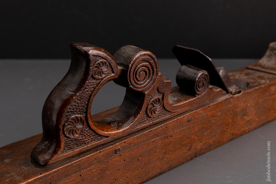 Gorgeous! 31 inch Carved Dutch Jointer Plane Dated 1799 - 93689U