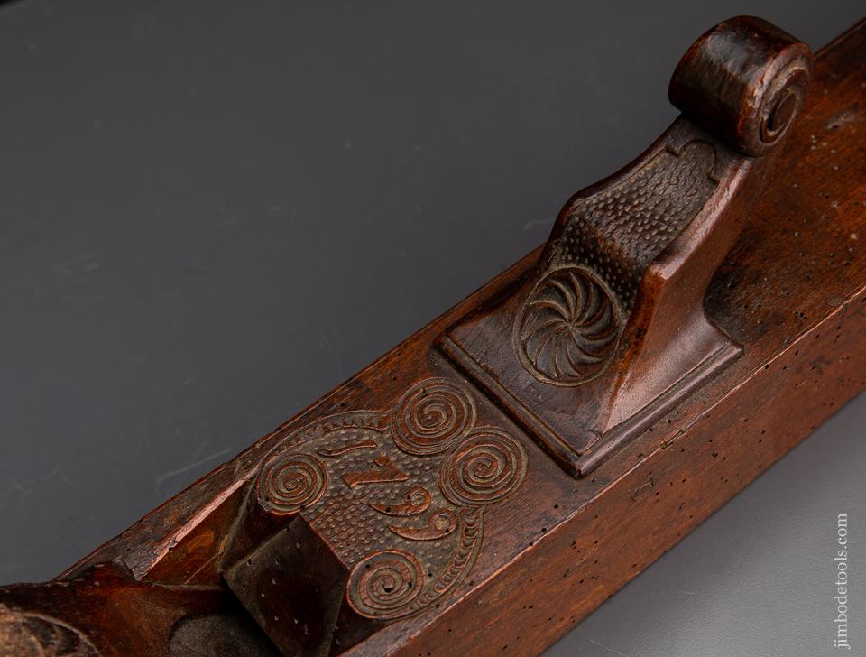 Gorgeous! 31 inch Carved Dutch Jointer Plane Dated 1799 - 93689U