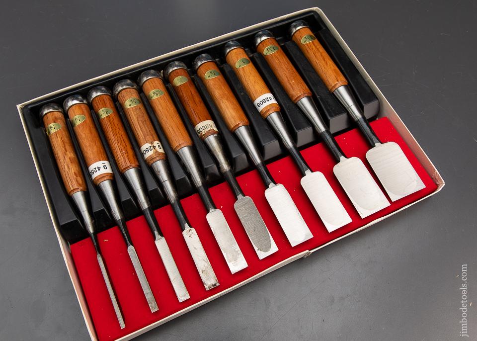 MINT Set of Ten Japanese Chisels in Original Box - 93714