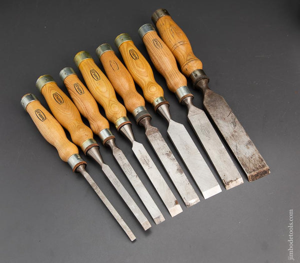 Excellent set of Eight MARPLES Heavy Mortise Chisels - 93817