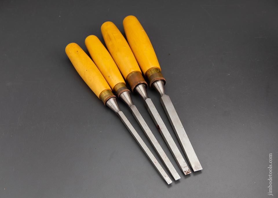 MINTY Vintage Set of Five MARPLES Boxwood Handled Mortise Chisels - 93818