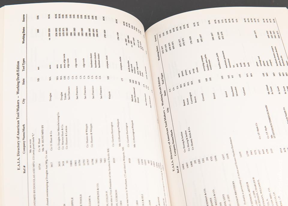 Book:  DIRECTORY OF AMERICAN TOOL MAKERS: COLONIAL TIMES TO 1899 by EAIA Early American Industries Association - 93843