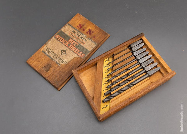 CLEVELAND TWIST DRILL CO No. 13 Set of Bit Stock Drills in Original Wooden Box - 93853