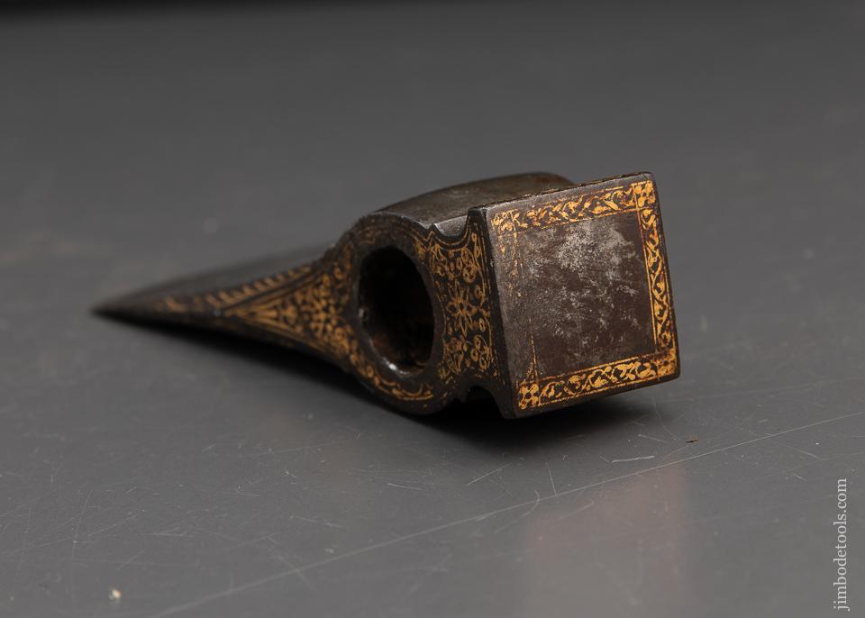 Amazing! EARLY Damascus Axe with Gold Inlay - 94012U