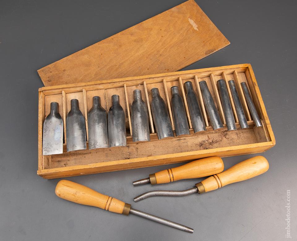 RARE & FINE! Fifteen Piece No. 450 Patternmaker's Gouge Set by ADAMS & NELSON CO in Original Box - 94242