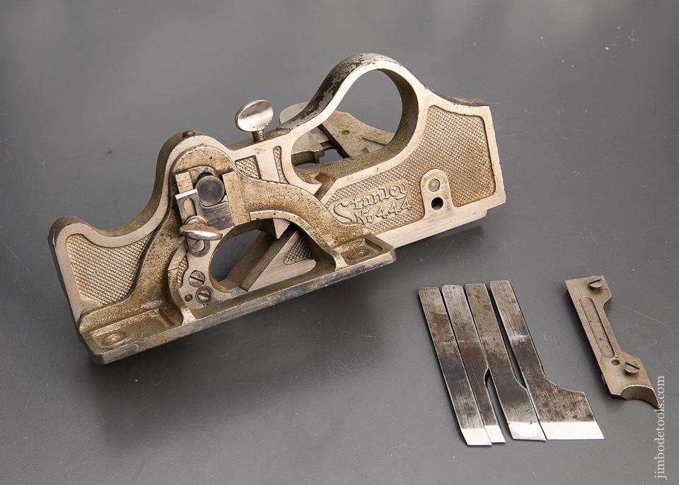 RARE and Fine! STANLEY No. 444 Dovetailed Plane COMPLETE with All Four Cutters and Both Spur Blocks! - 94262