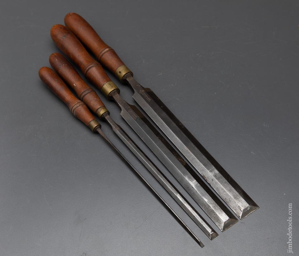 EXTRA FINE Four MARPLES Long Thin English Paring chisels - 94291