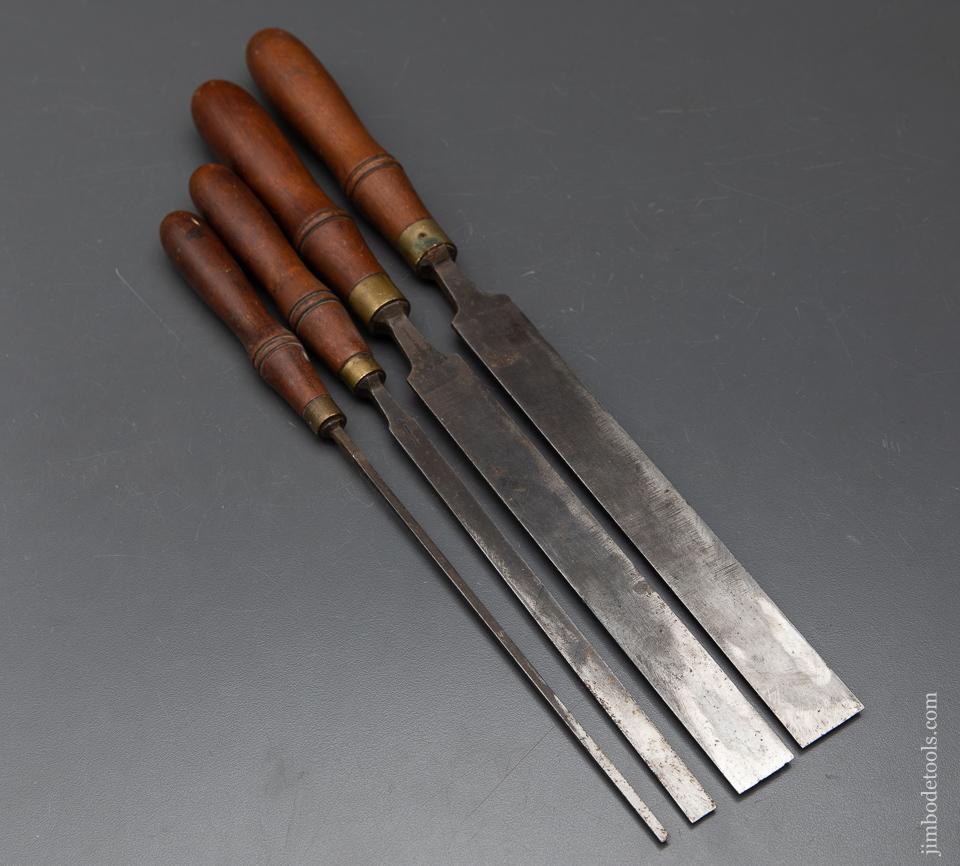 EXTRA FINE Four MARPLES Long Thin English Paring chisels - 94291