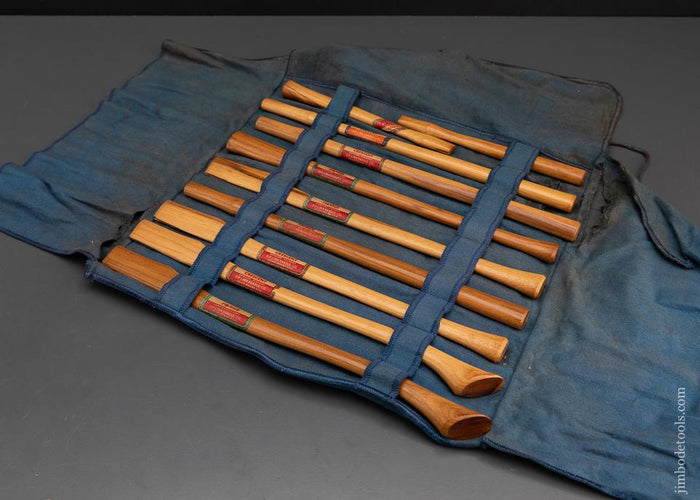 Salesman's Sample Set of Ten Axe Handles in Original Roll - 94403