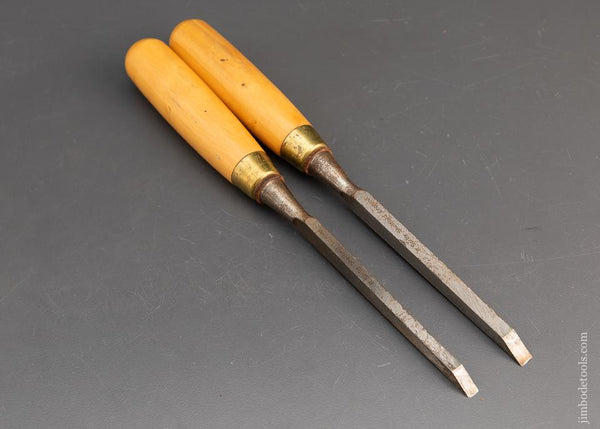 Pair of R. SORBY Boxwood Mortise Chisels 1/4 and 5/16 inch - 94484