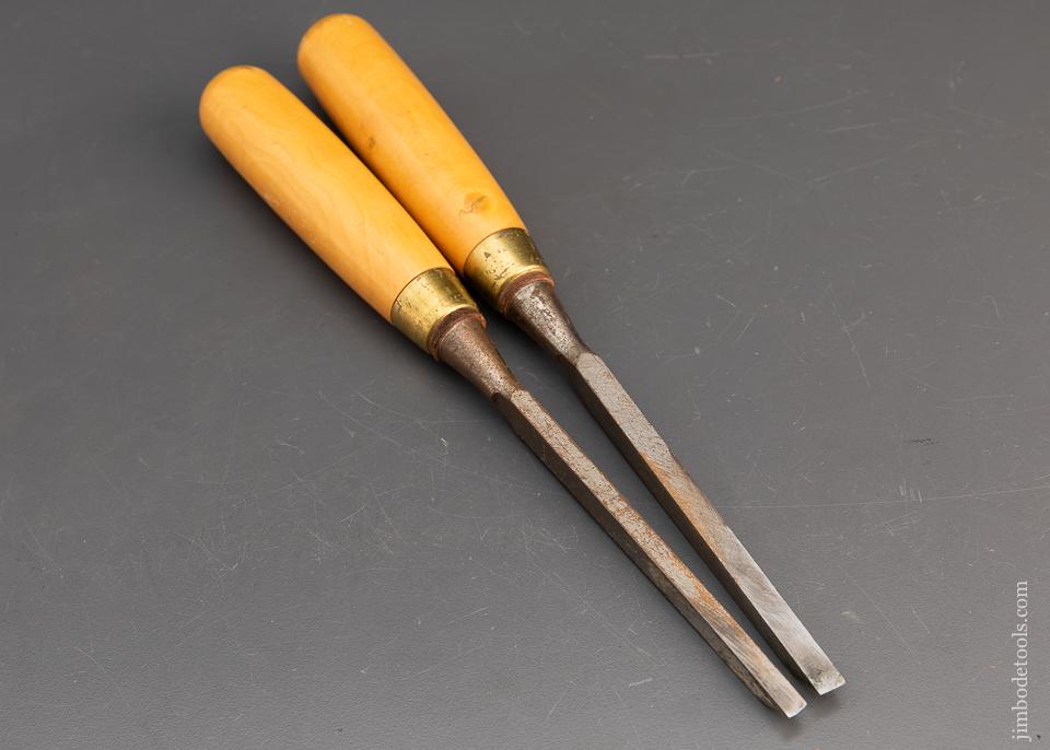 Pair of R. SORBY Boxwood Mortise Chisels 1/4 and 5/16 inch - 94484