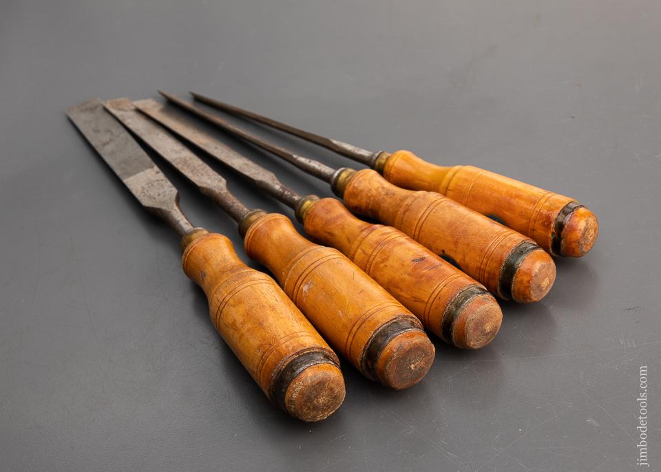 Extra Fine Set of 5 E.A. BERG Tang Style Chisels - 94495
