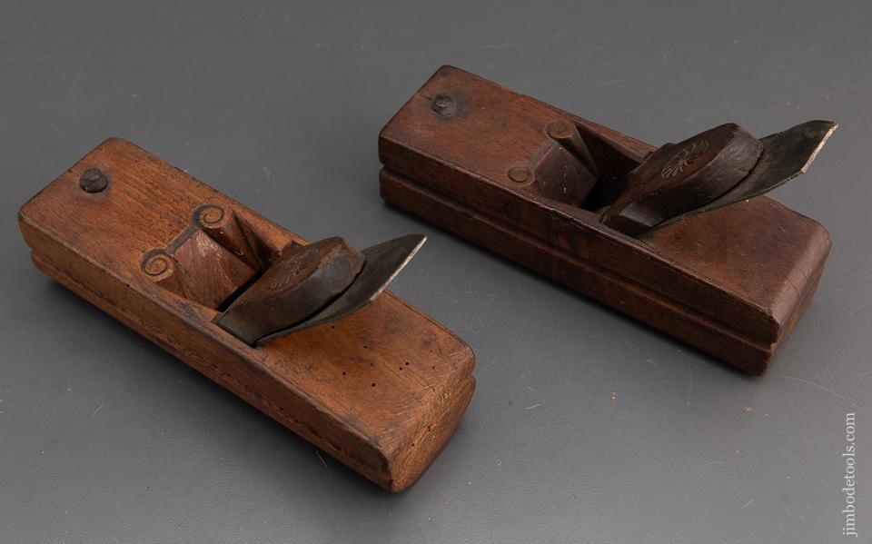Ultra Rare and Exquisite Pair of 18th Century Dutch Hollow and Round Planes Marked IDI - 94620