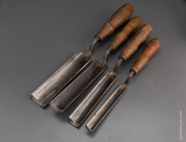 Fine Set of 4 BUCK BROS. Pattern Maker’s Crank Neck Paring Gouges - 94785