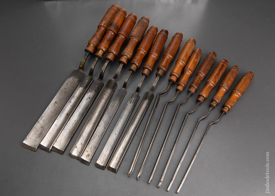Amazing Set of 13 MARPLES Crank Neck Pattern Makers Gouges - 95110