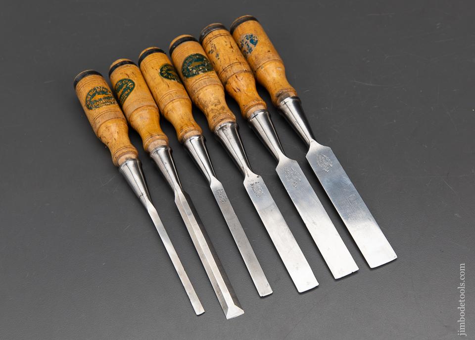 Extra Clean Set of 6 E.A. BERG ESKILSTUNA Socket Firmer Chisels - 95138