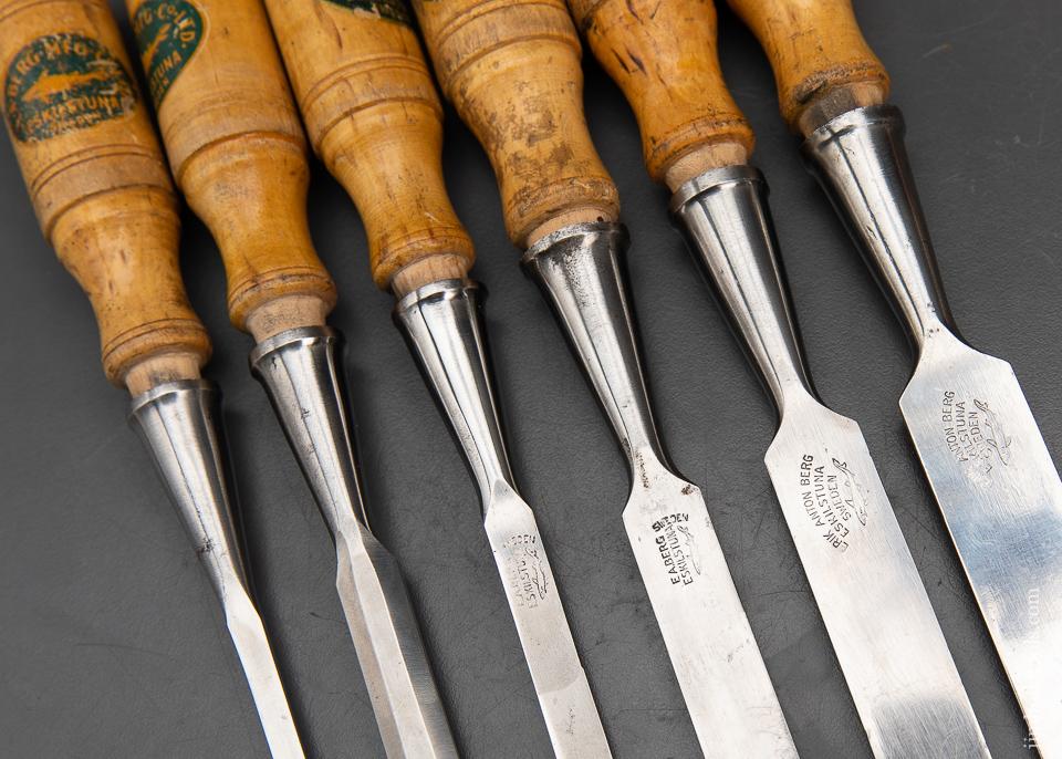 Extra Clean Set of 6 E.A. BERG ESKILSTUNA Socket Firmer Chisels - 95138