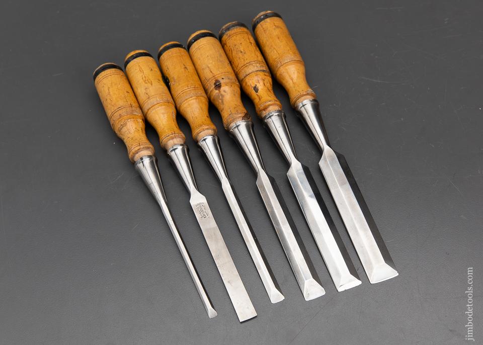 Extra Clean Set of 6 E.A. BERG ESKILSTUNA Socket Firmer Chisels - 95138
