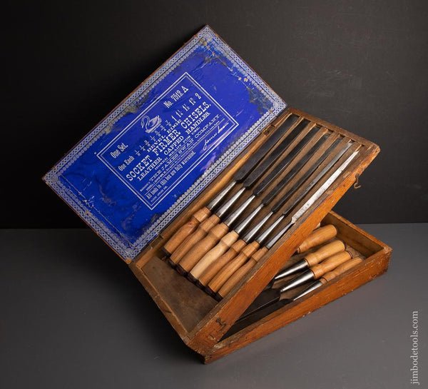 Magnificent Complete Set of 12 JAMES SWAN Socket Firmer Chisels in Original Box! - 95237