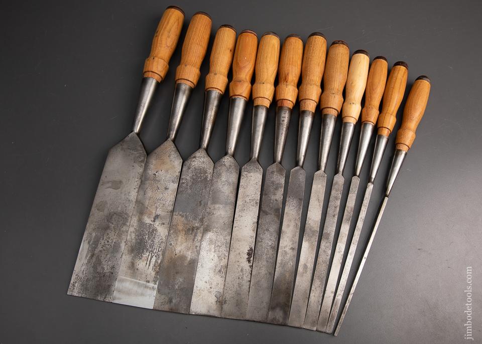 Magnificent Complete Set of 12 JAMES SWAN Socket Firmer Chisels in Original Box! - 95237