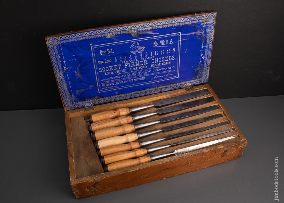 Magnificent Complete Set of 12 JAMES SWAN Socket Firmer Chisels in Original Box! - 95237