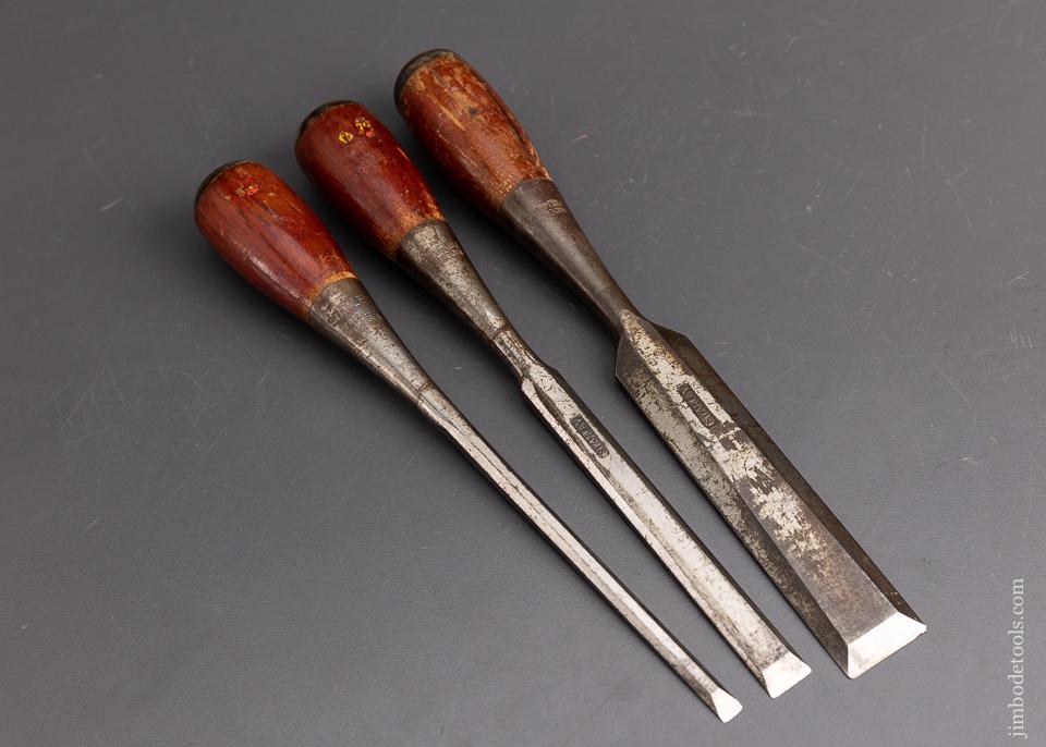 Extra Crisp Set of 3 STANLEY No. 40 EVERLASTING Chisels Partial Decals - 95374