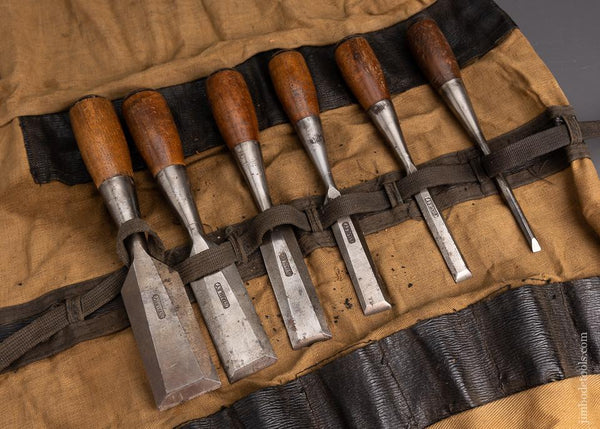 Fine Set of 6 STANLEY No. 50 EVERLASTING Chisels in Original Roll Set No. 120 - 95375