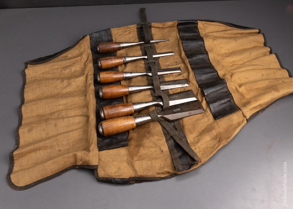 Fine Set of 6 STANLEY No. 50 EVERLASTING Chisels in Original Roll Set No. 120 - 95375
