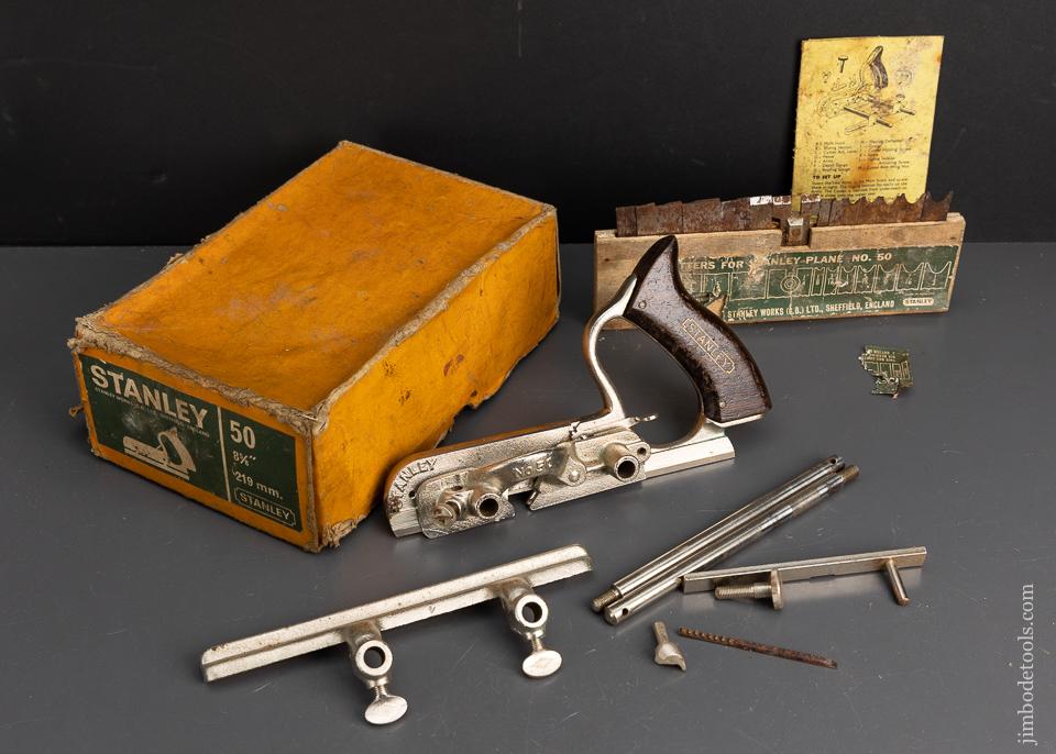 STANLEY No. 50 Plow Plane 100% Complete in its Original Box - 95418