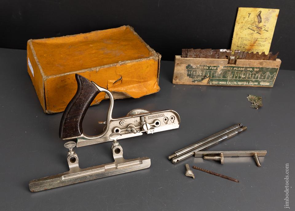 STANLEY No. 50 Plow Plane 100% Complete in its Original Box - 95418
