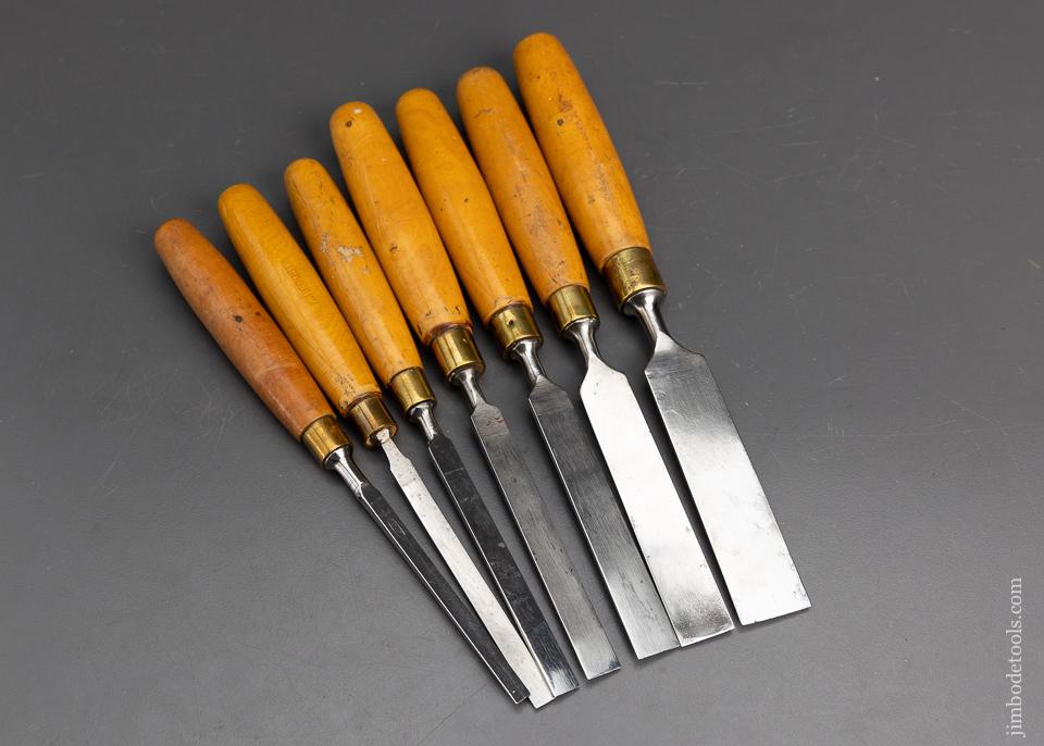 Excellent Set of Boxwood Handled MARPLES Bevel Edged Chisels - 95553