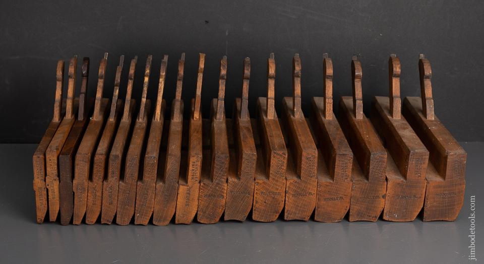 Set of 18 Hollow and Round Planes by G. COLLIER BRIXTON Skewed 55 Degree - 95581