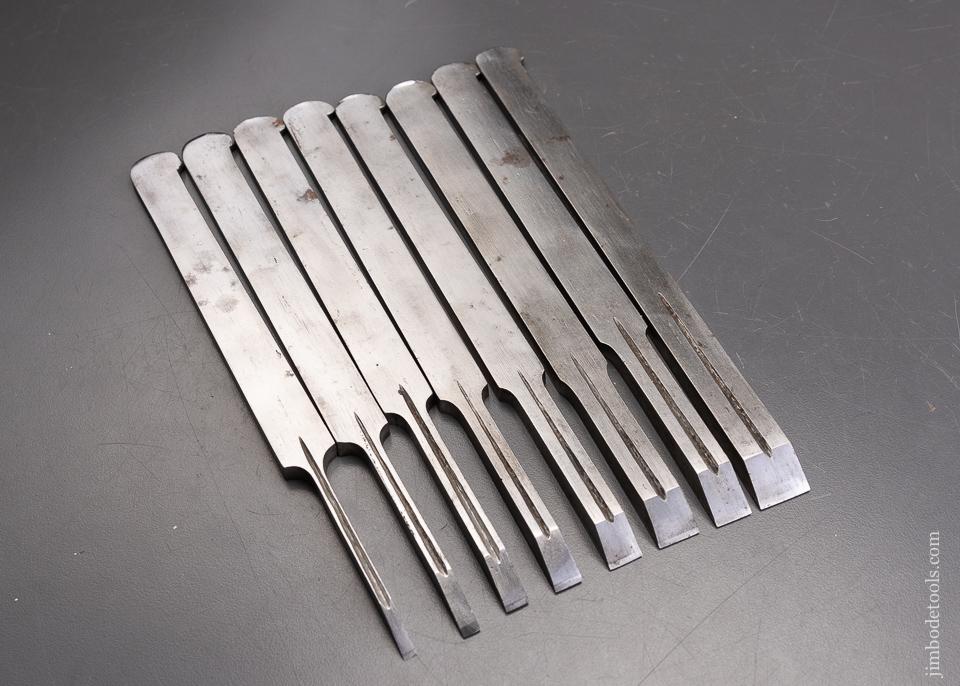 Full Set of 8 OHIO TOOL CO. Centerwheel Plow Plane Irons - 95647