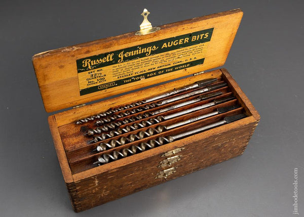 Complete Set of 13 RUSSELL JENNINGS Auger Bits in Original 3 Tiered Box - 95735