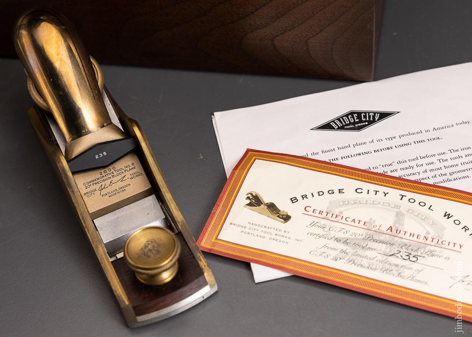 BRIDGE CITY TOOL WORKS NO. CT-8 Block Plane Near Mint in Walnut Presentation Box - 95766