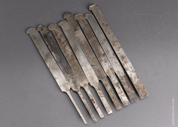 Complete Set 1 through 8 OHIO TOOL CO. Center Wheel Plow Plane Irons - 95882
