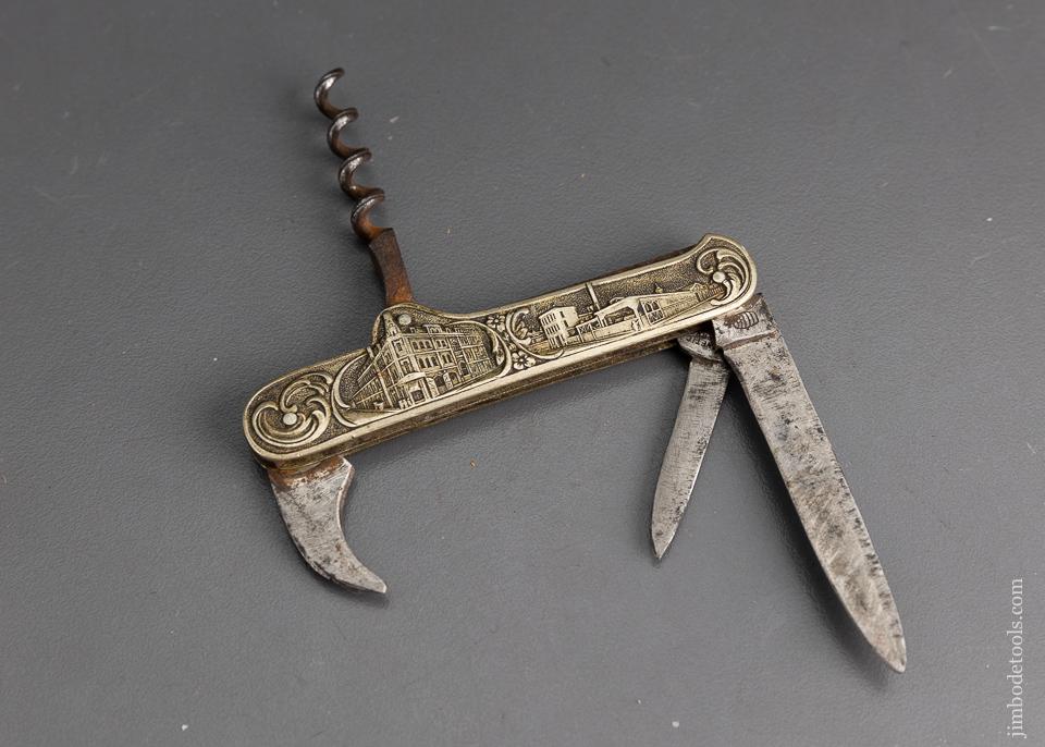 Fancy Embossed Folding Knife D. PERES GERMANY. AMERICAN BREWING PHILA, PA - 95932