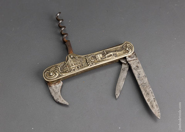 Fancy Embossed Folding Knife D. PERES GERMANY. AMERICAN BREWING PHILA, PA - 95932