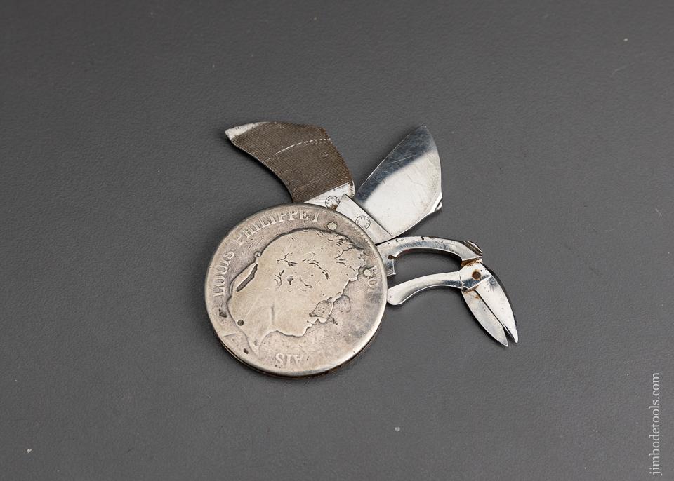 3 Blade ELOI FRANCE Folding Knife Made from 1833 Silver Dollar - 95957