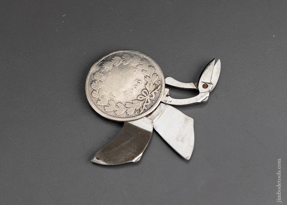 3 Blade ELOI FRANCE Folding Knife Made from 1833 Silver Dollar - 95957