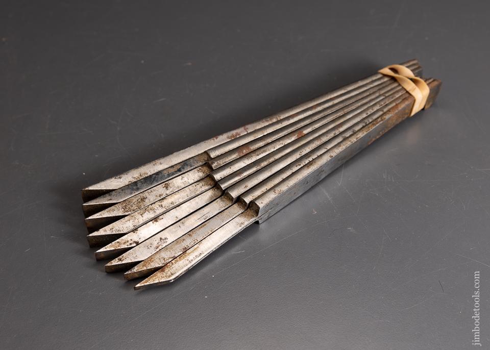 Beautiful Full Set of 8 Plow Plane Irons by WARD - 96019