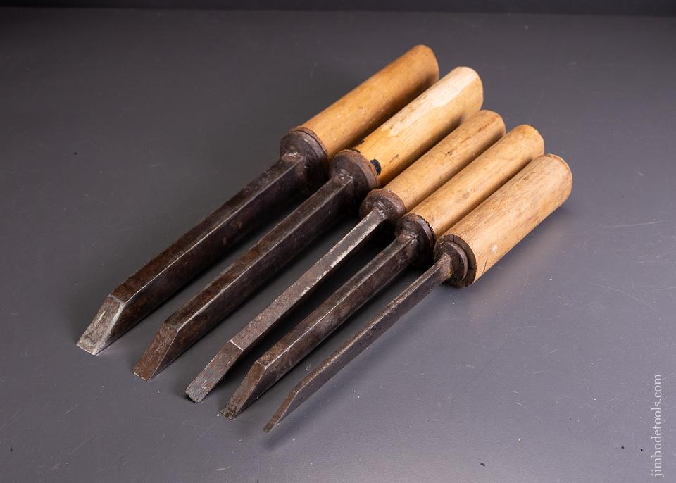 Set of 5 Pig Sticker Mortise Chisels by MOTTRAM 1825-71 -  96097