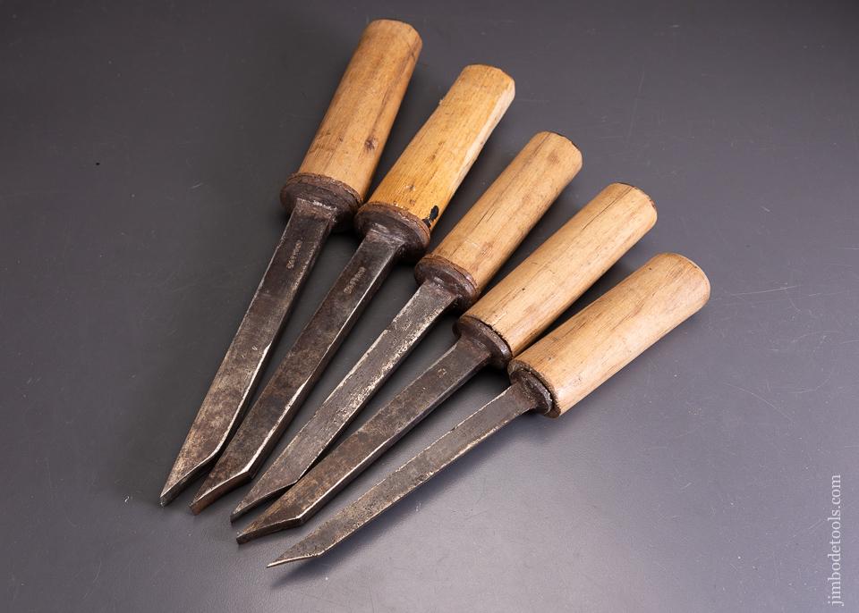 Set of 5 Pig Sticker Mortise Chisels by MOTTRAM 1825-71 -  96097